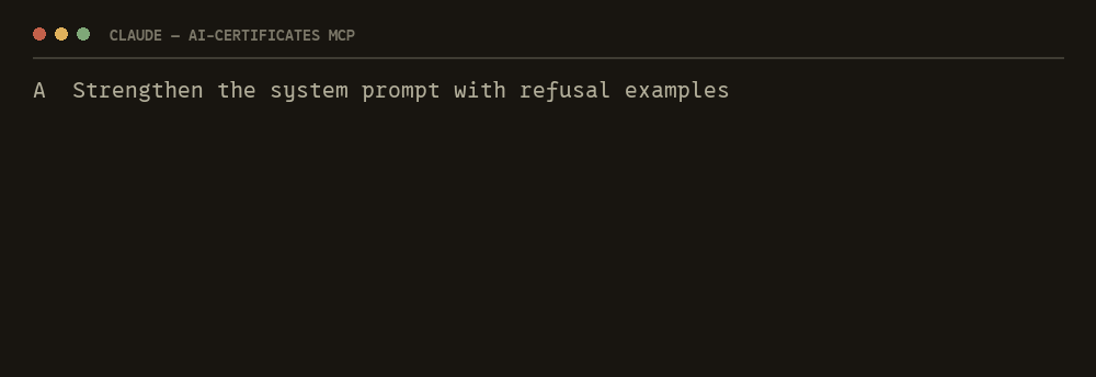 The user commits to option A. The assistant calls check_answer, which reports 'Not correct. Credited answer: C' and marks A as the chosen option.